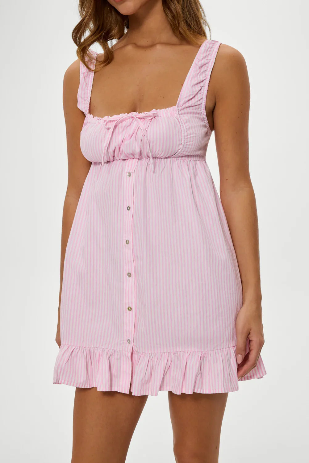 Marilyn Babydoll Dress Pink Stripe