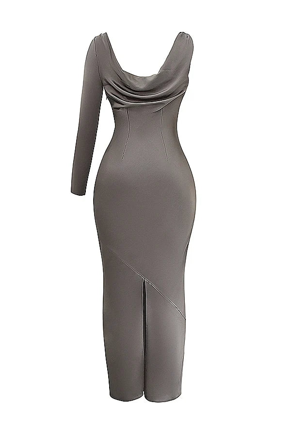 smoke one sleeve maxi dress