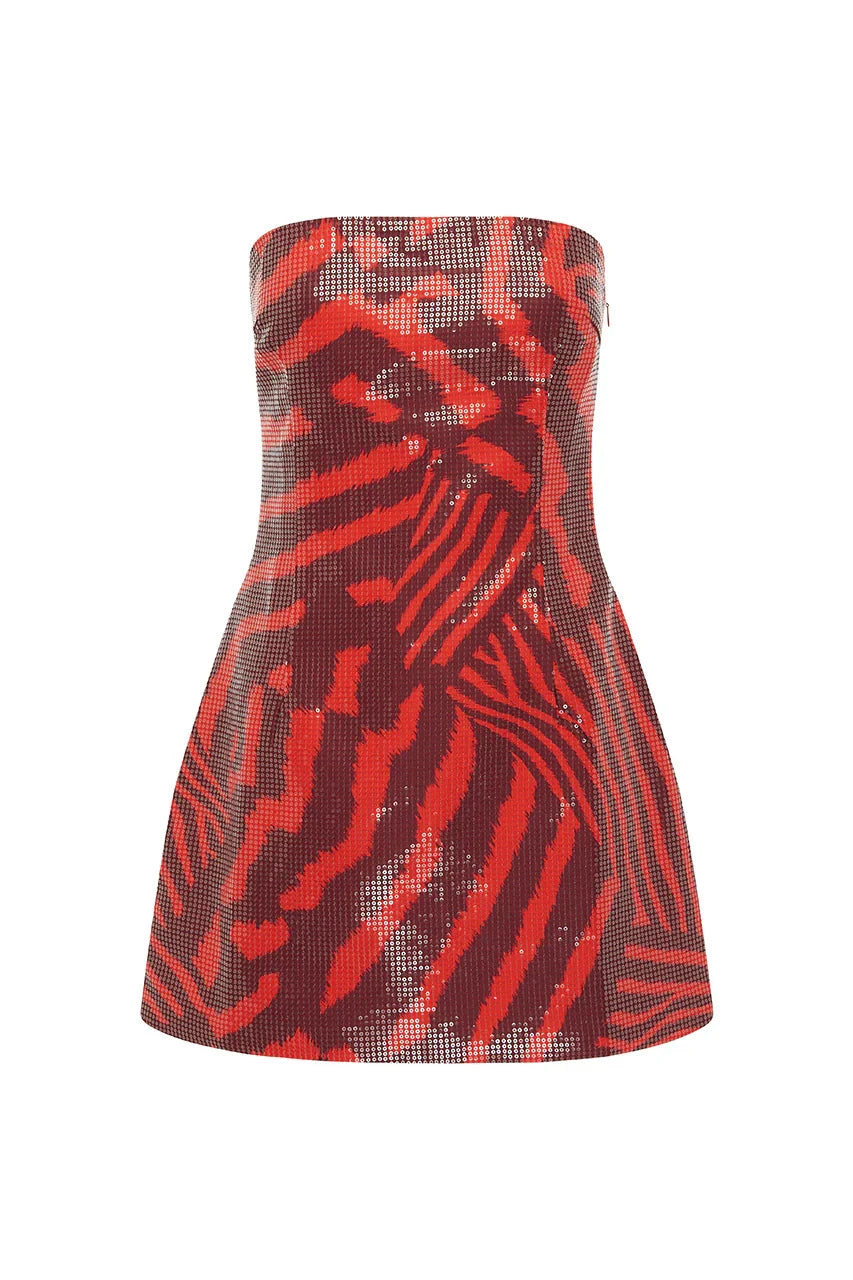 IBIZA STRAPLESS SEQUIN MINI DRESS NOAH CHERRY