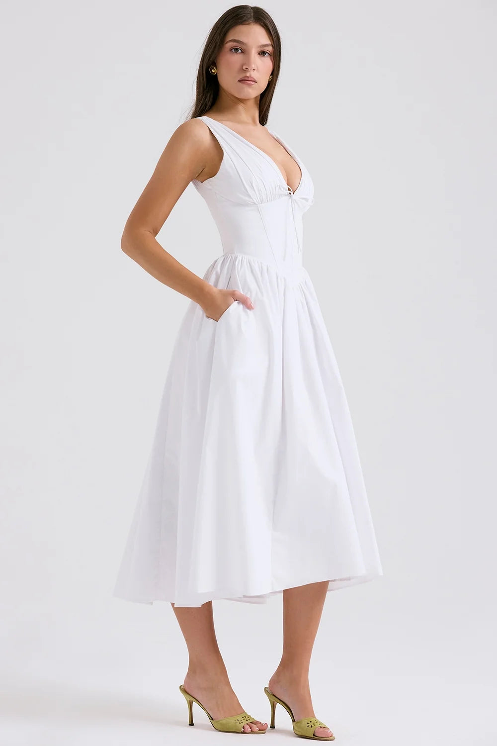 white cotton corset sundress