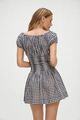 Sadie Gingham Mini Dress Black Gingham