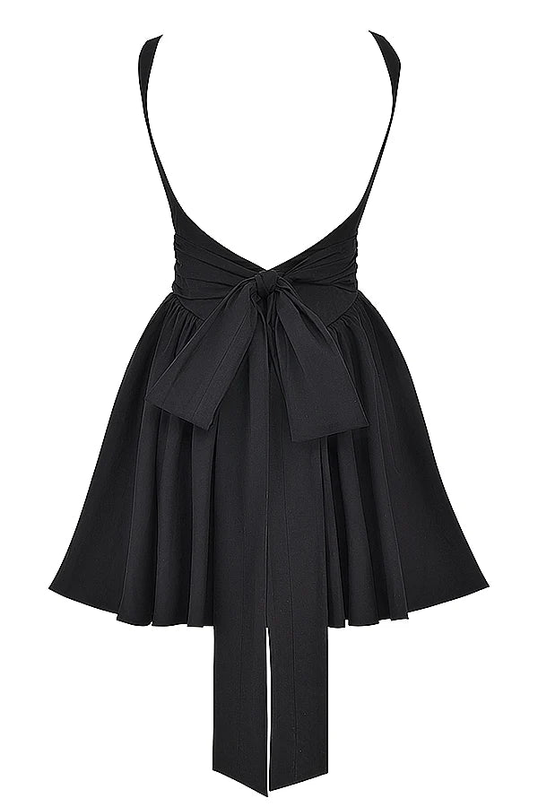 black bow mini dress