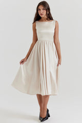 vintage cream midi dress