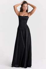 black lace up maxi dress