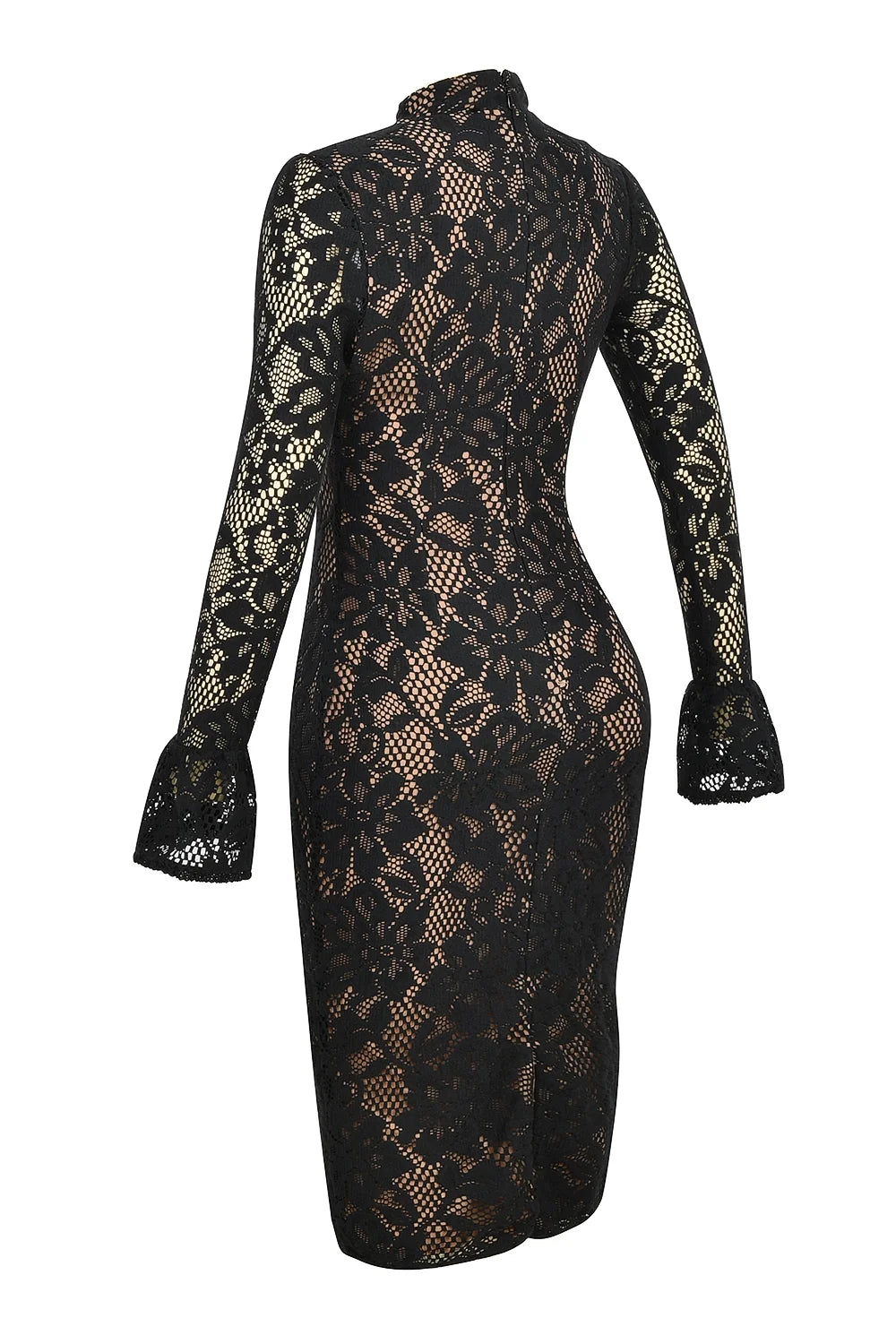 black lace midi dress