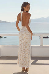 KYLO PLUNGE COWL MAXI DRESS WHITE