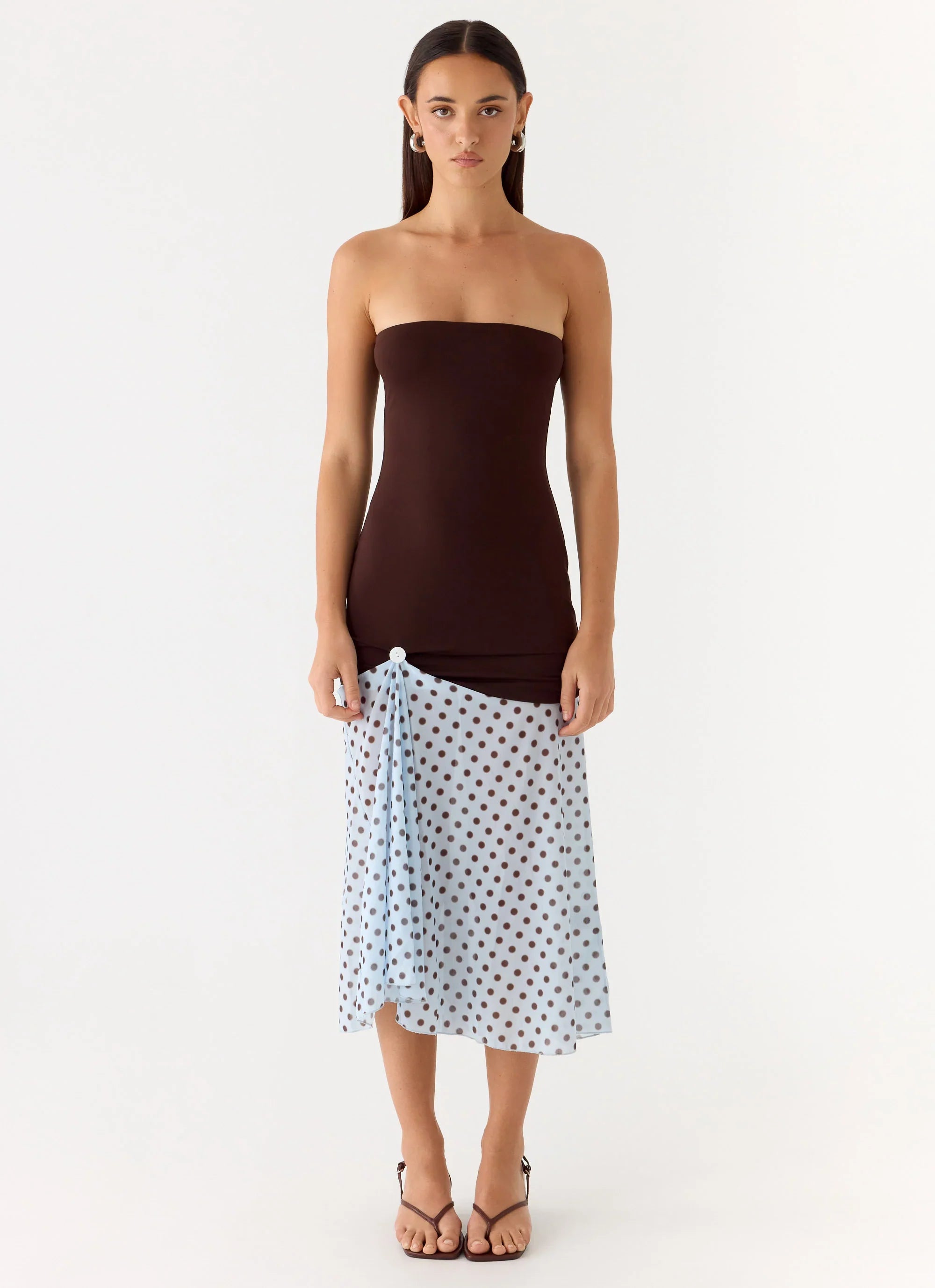 Schell Midi Dress Chocolate Dot