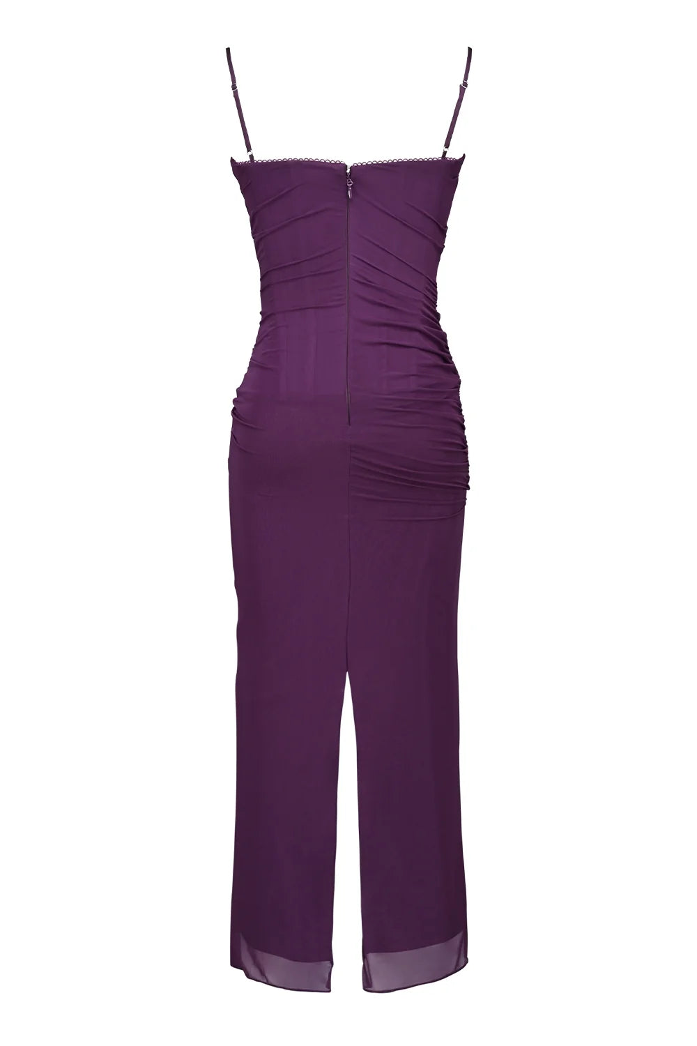 grape mesh corset maxi dress