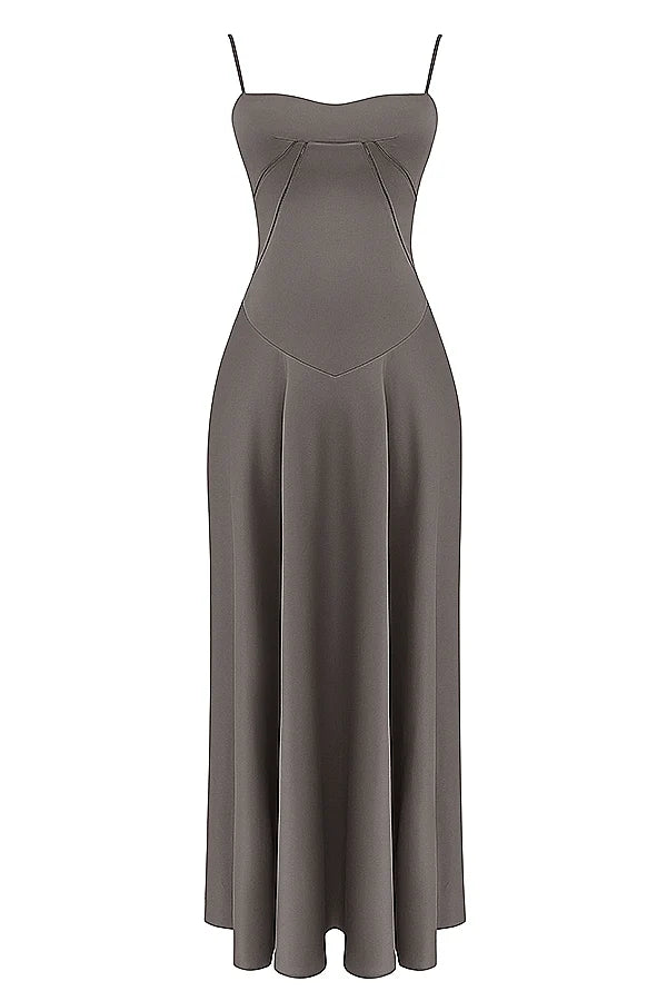 smoke lace up maxi dress