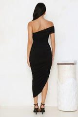 Plum Temptation Off Shoulder Midi Dress Black