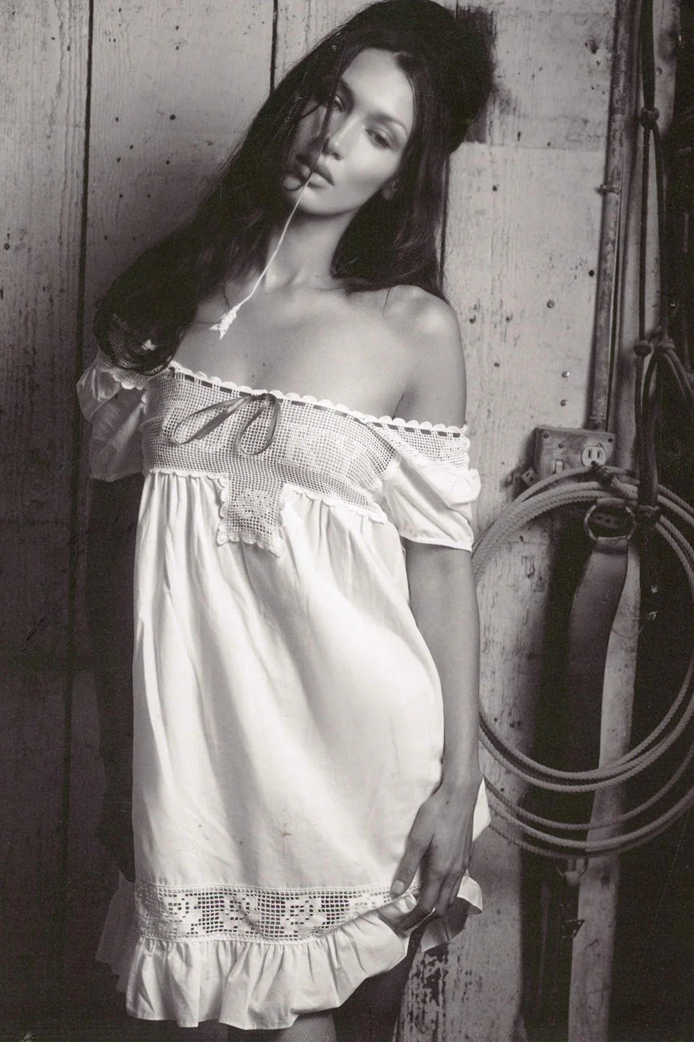 x BELLA HADID Western Poplin Mini Dress White