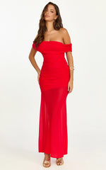 Victoria Maxi Dress Off Folder Fit and Flare Dress in Red