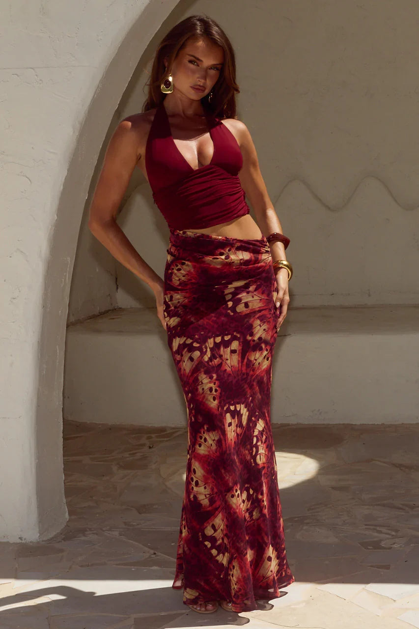 ALEXIS HALTER CUT OUT MAXI DRESS ELIANA RED