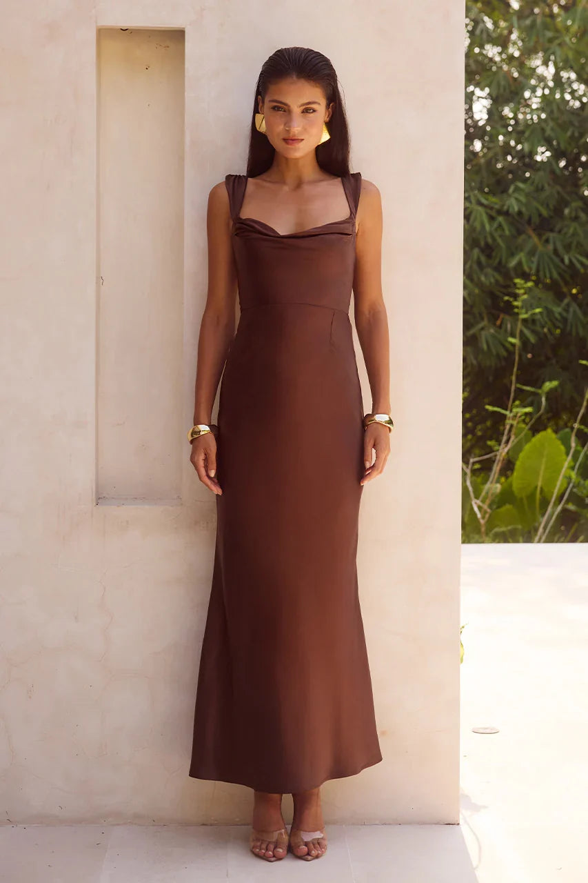 MARGOT MAXI DRESS CHOCOLATE