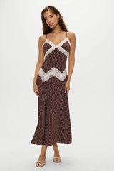 Ethereal Lace Maxi Dress Chocolate Dot