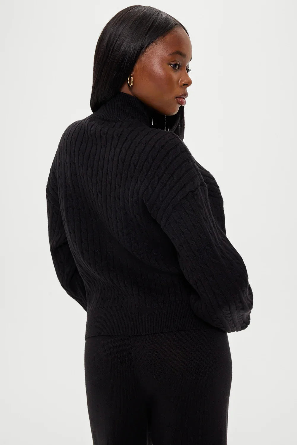 Bea Cloud Knit Zip Up Sweater Black