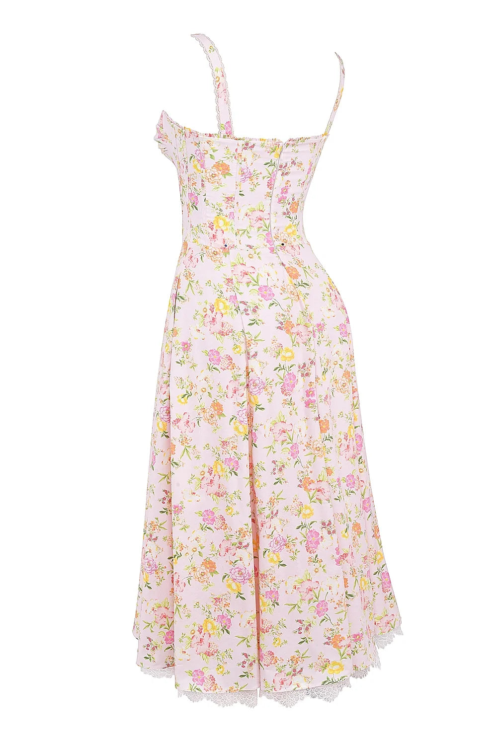 pink meadow print cotton bustier sundress