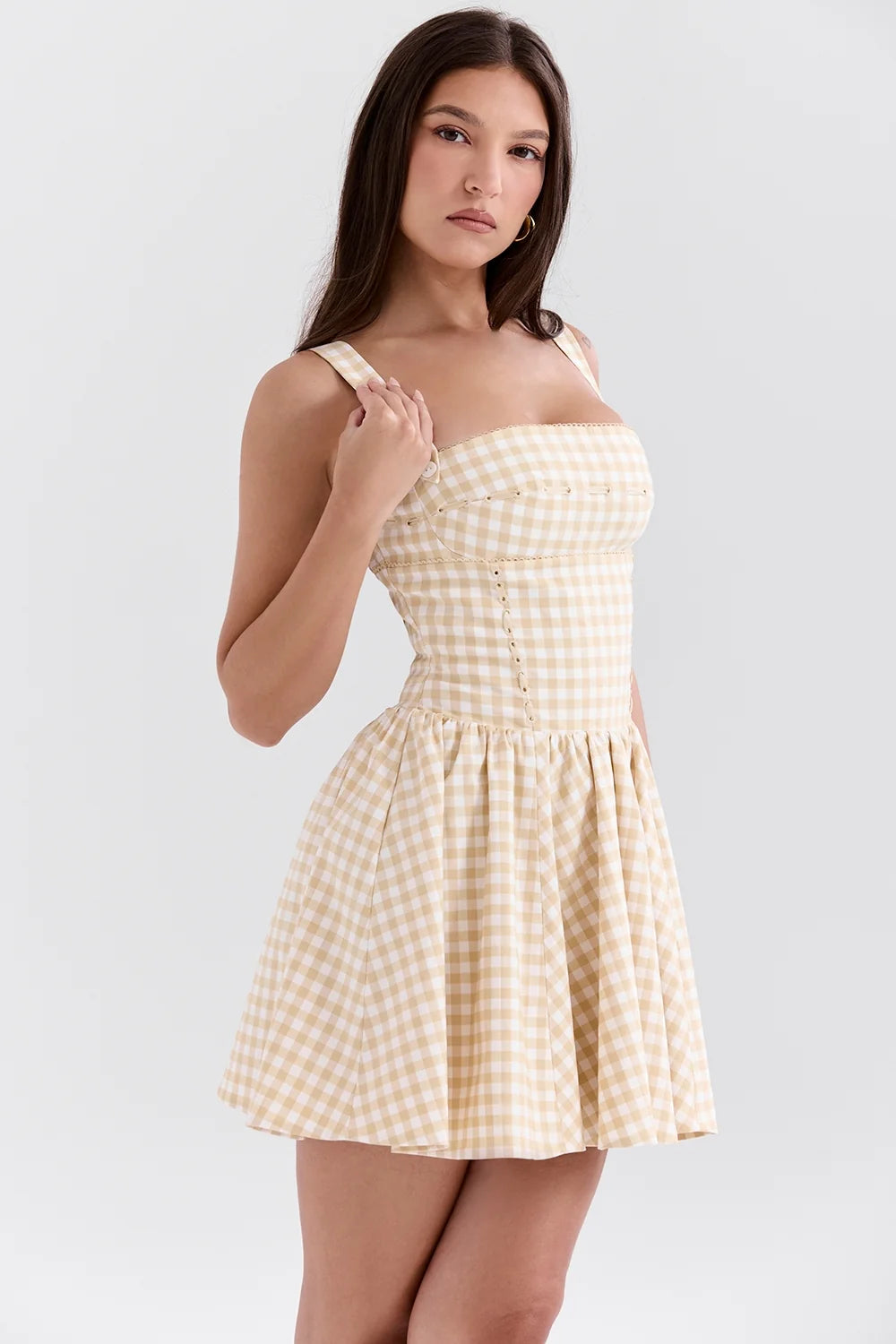 gingerbread gingham mini dress