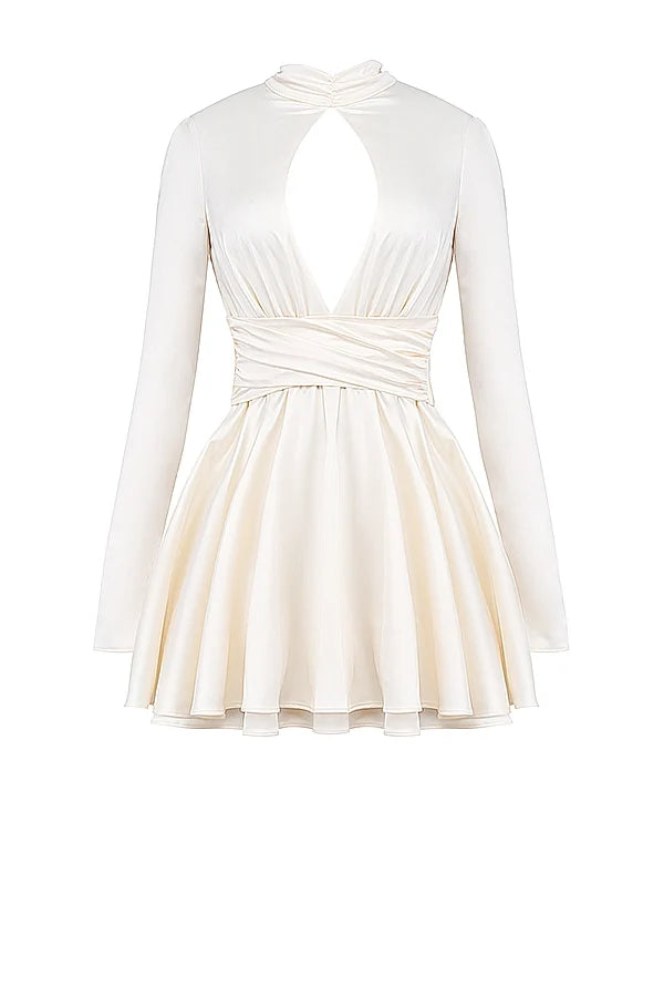 ivory bow mini dress