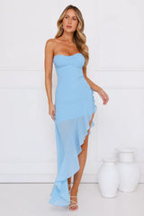 Attraction Style Strapless Maxi Dress Blue