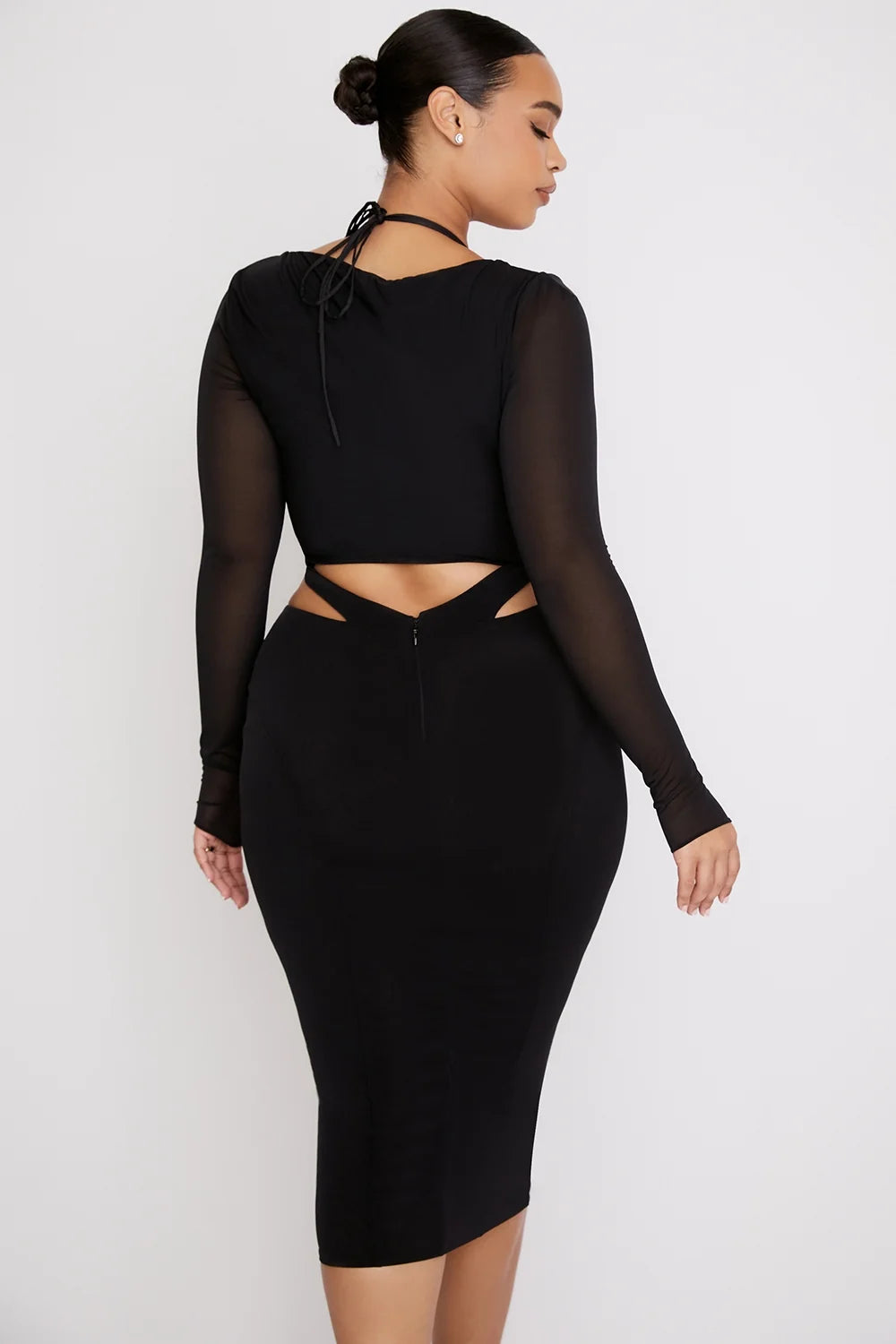 black cutout midi dress