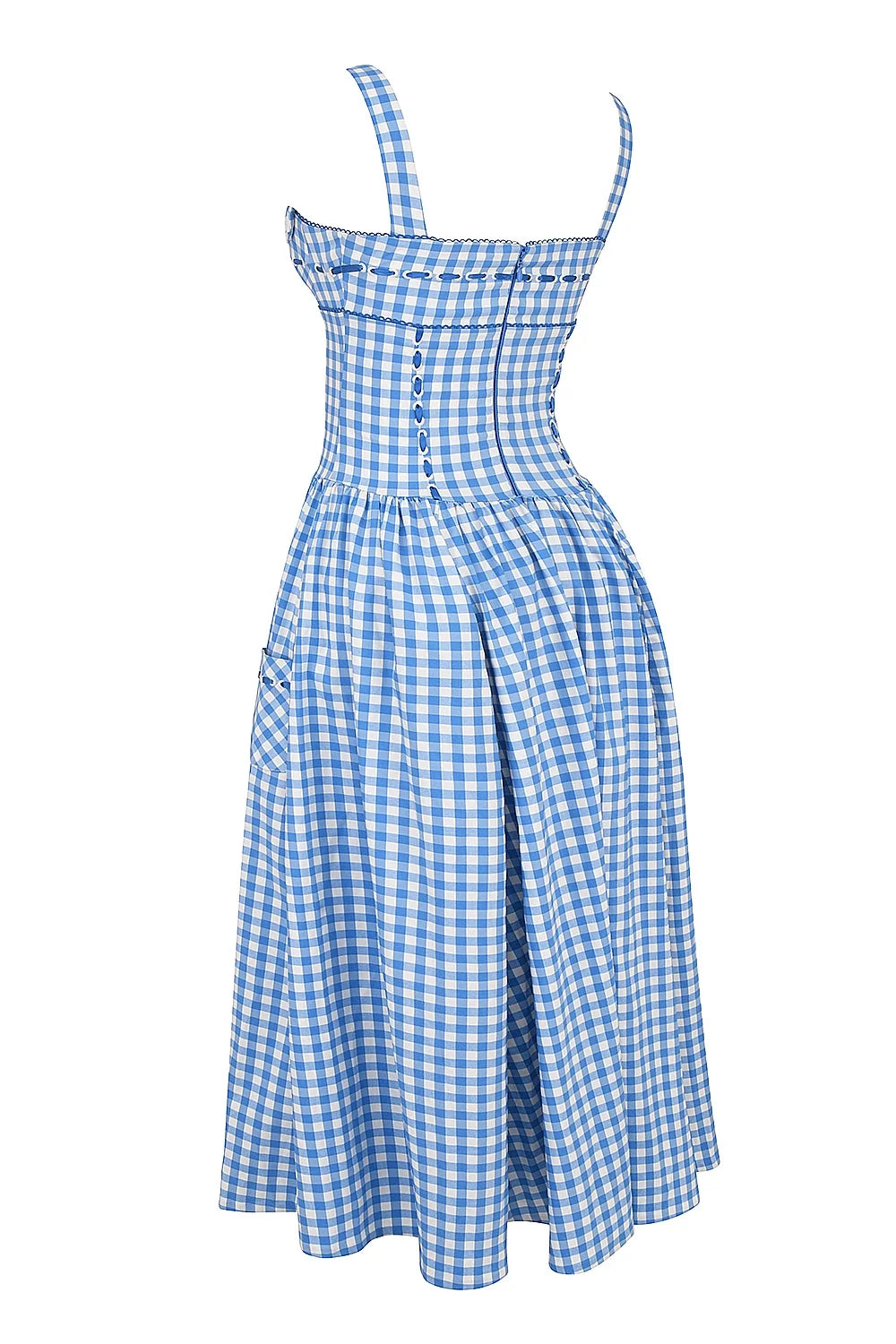 regatta blue gingham midi sundress