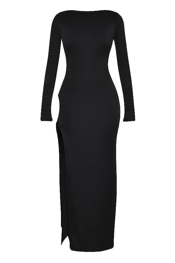 black cutout maxi dress