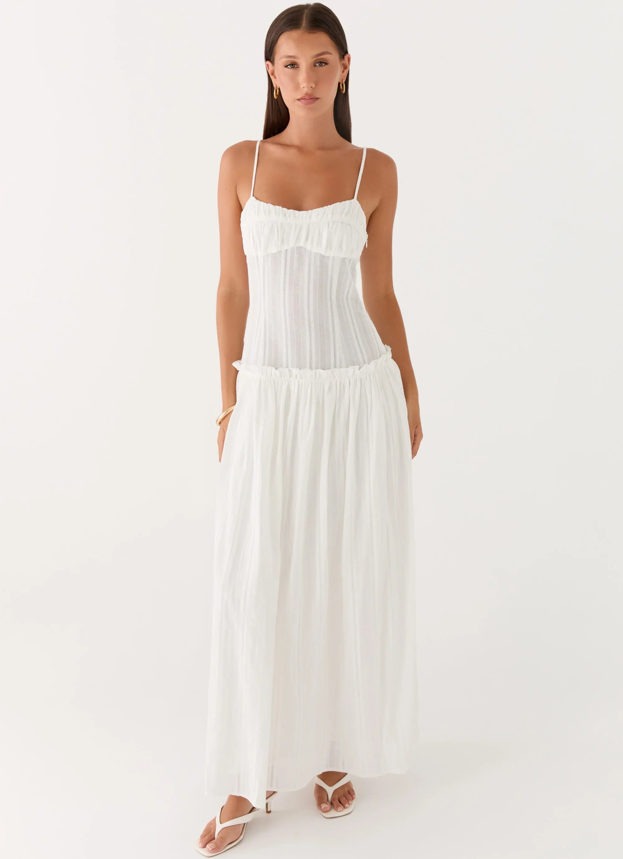 Jacinda Drop Waist Maxi Dress Ivory