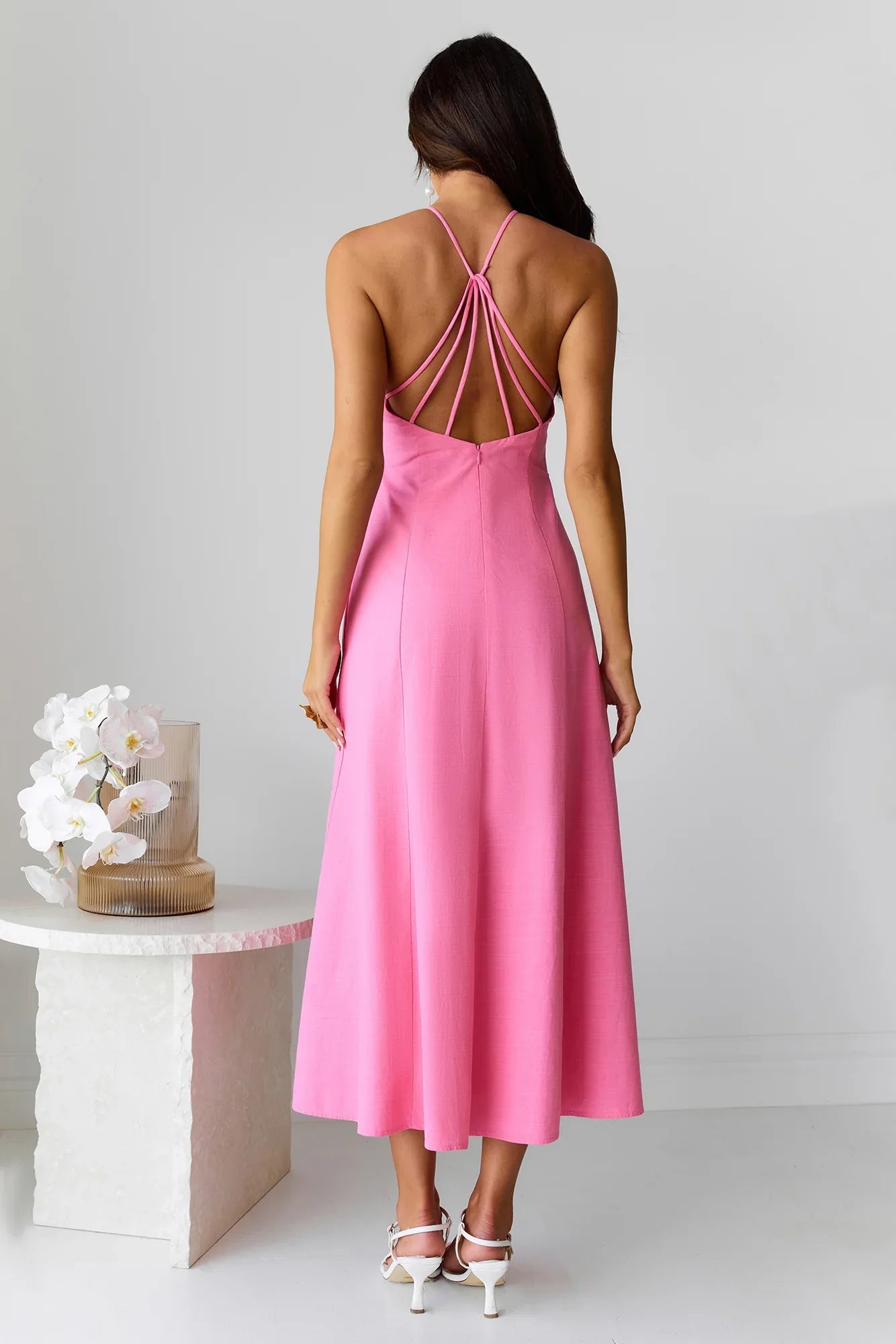 Shes Captivating Midi Dress Pink