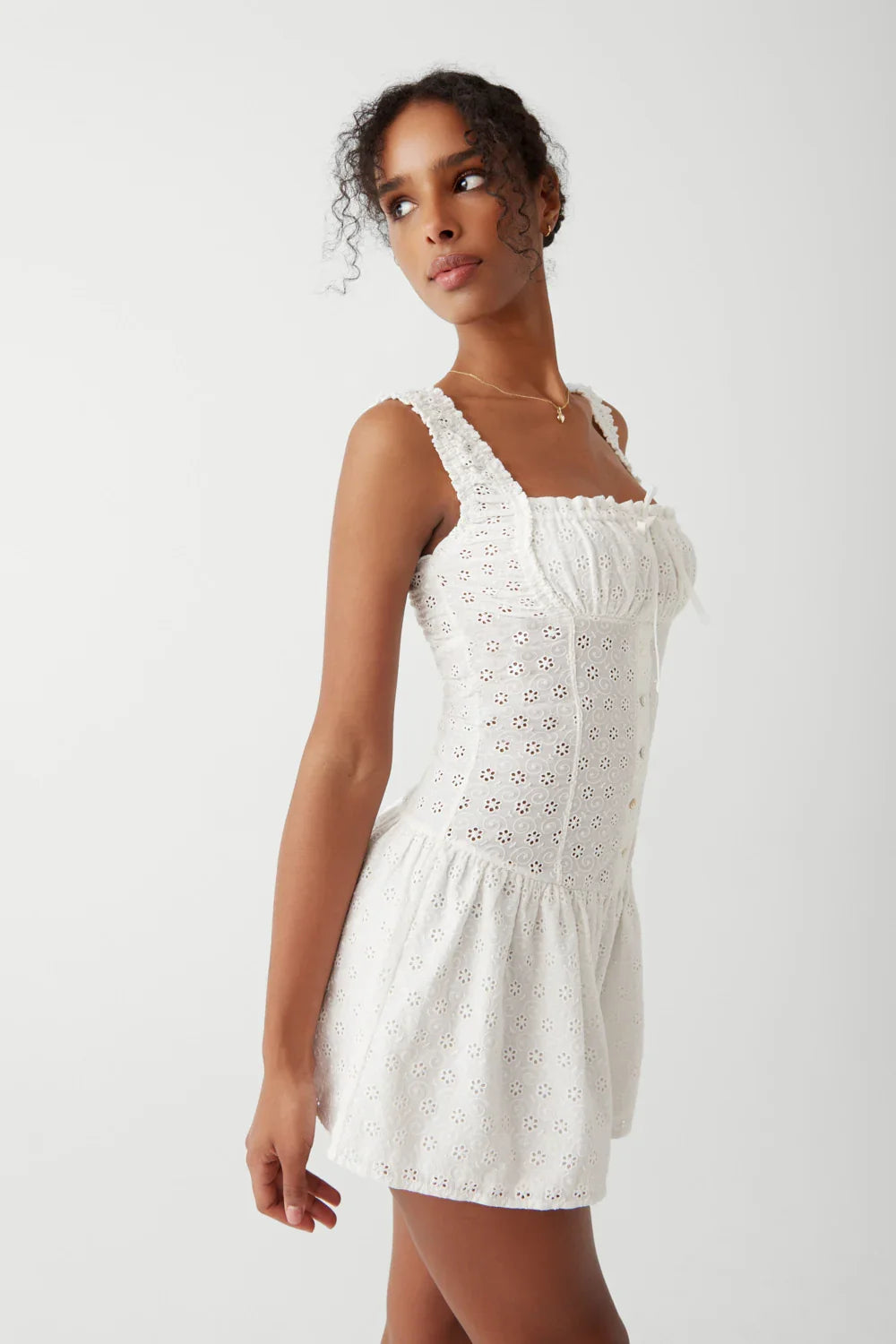 Christa Eyelet Mini Dress Angels Wing