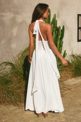 FERNANDA PLUNGE HALTER MAXI DRESS WHITE