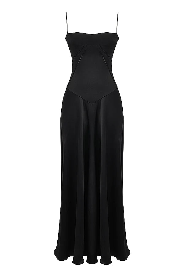 black lace up maxi dress