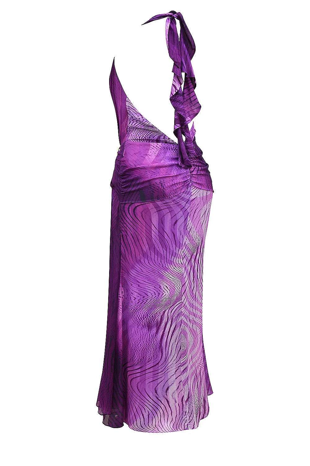 orchid backless halter maxi dress
