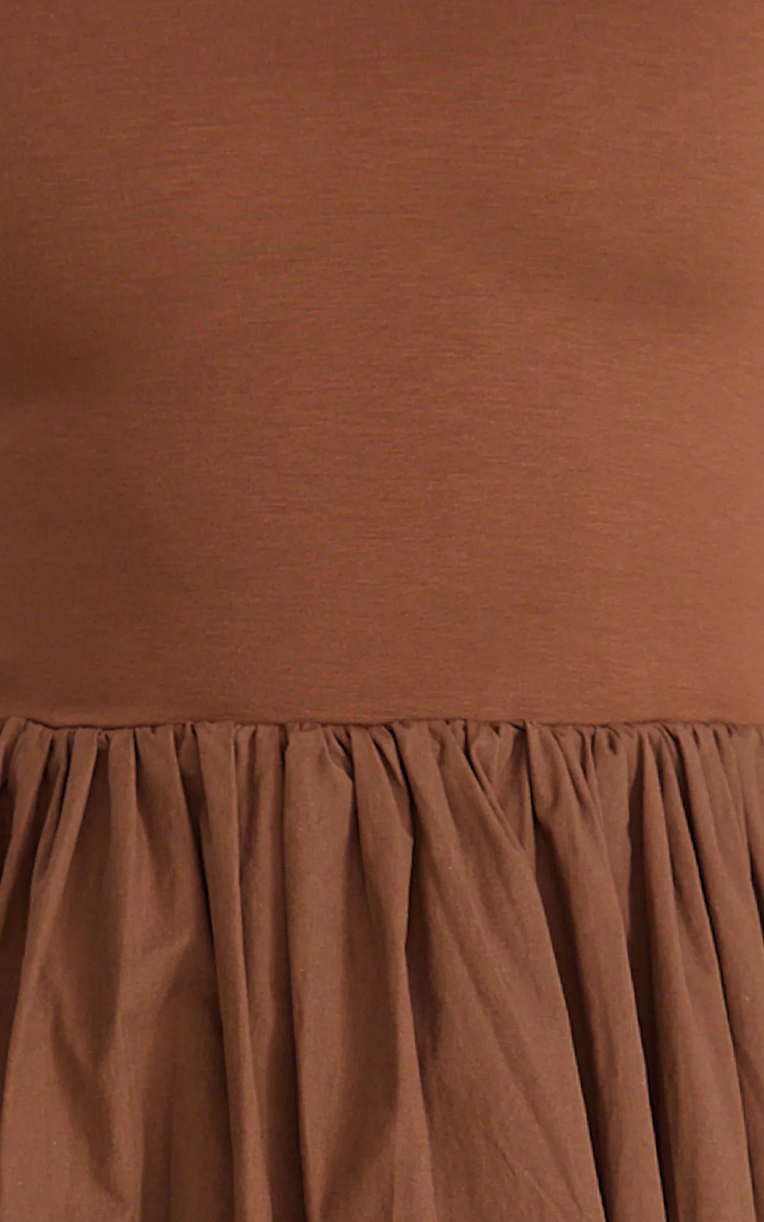 Jhamie Midi Dress One Shoulder Contrast Skirt Dress in Chocolate