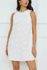 Seashell Chic Embroidered Mini Dress White