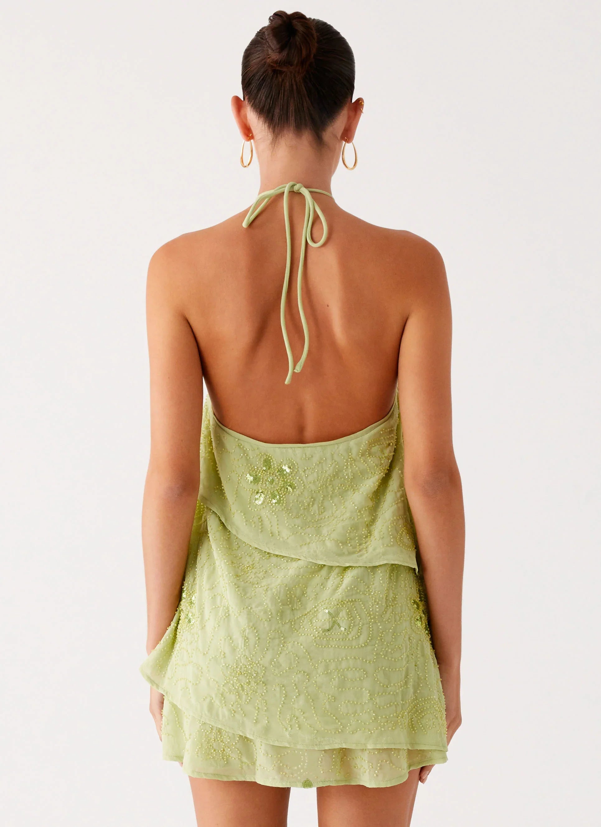 On The Go Beaded Mini Dress Mint