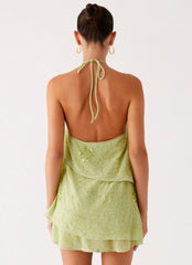On The Go Beaded Mini Dress Mint