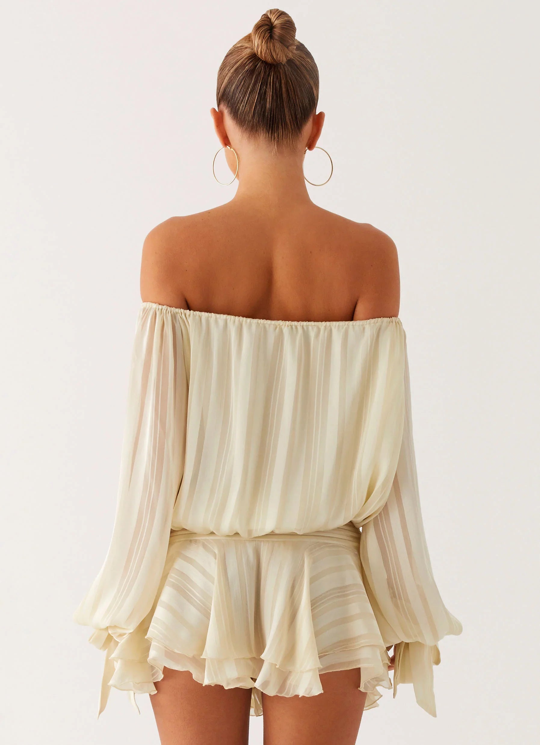 Eira Balloon Sleeve Mini Dress Ivory