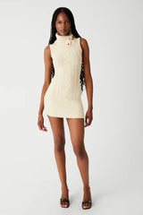 Storm Cable Cloud Knit Mini Dress French Vanilla