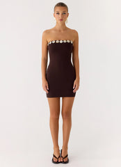 Leroy Button Mini Dress Chocolate