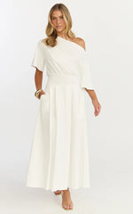 Tami Midi Dress Off Shoulder Dress in White
