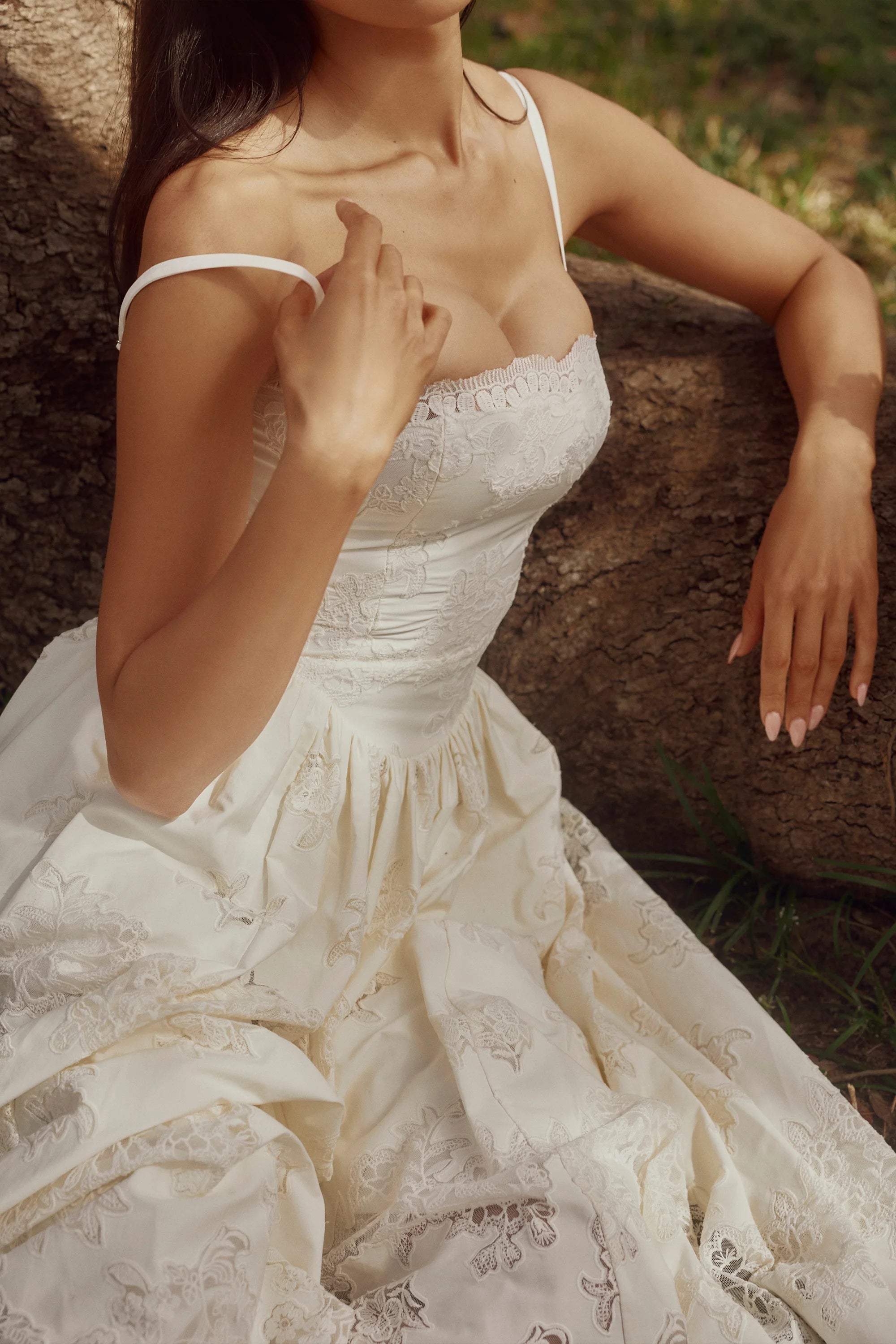 white custom lace cotton midi sundress