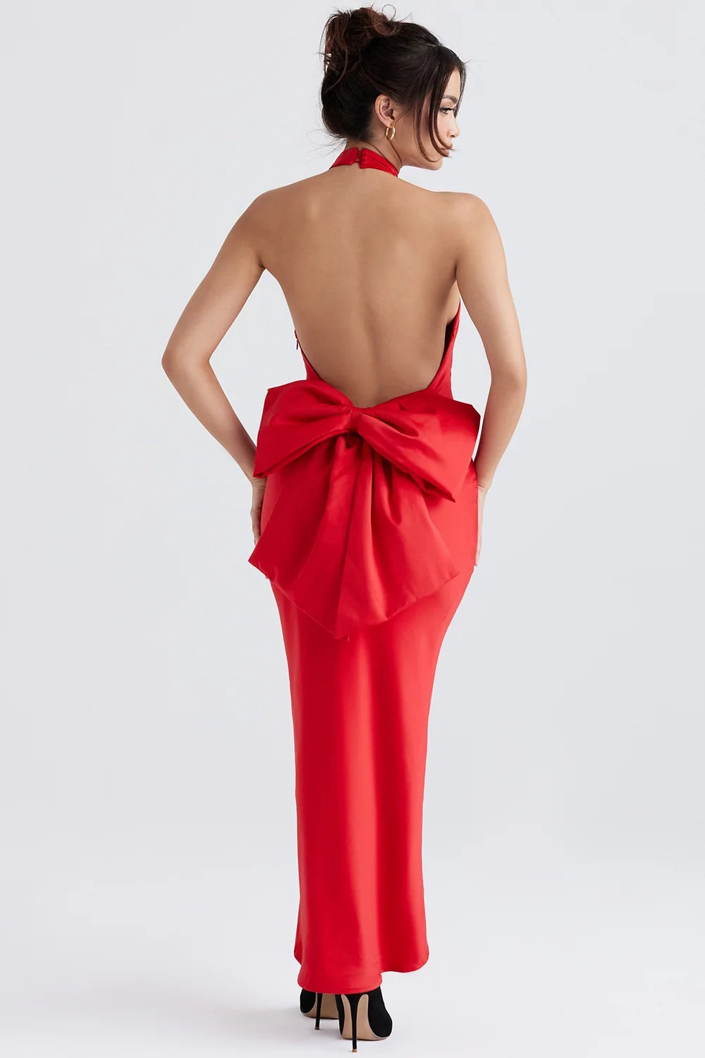 red bow halter dress
