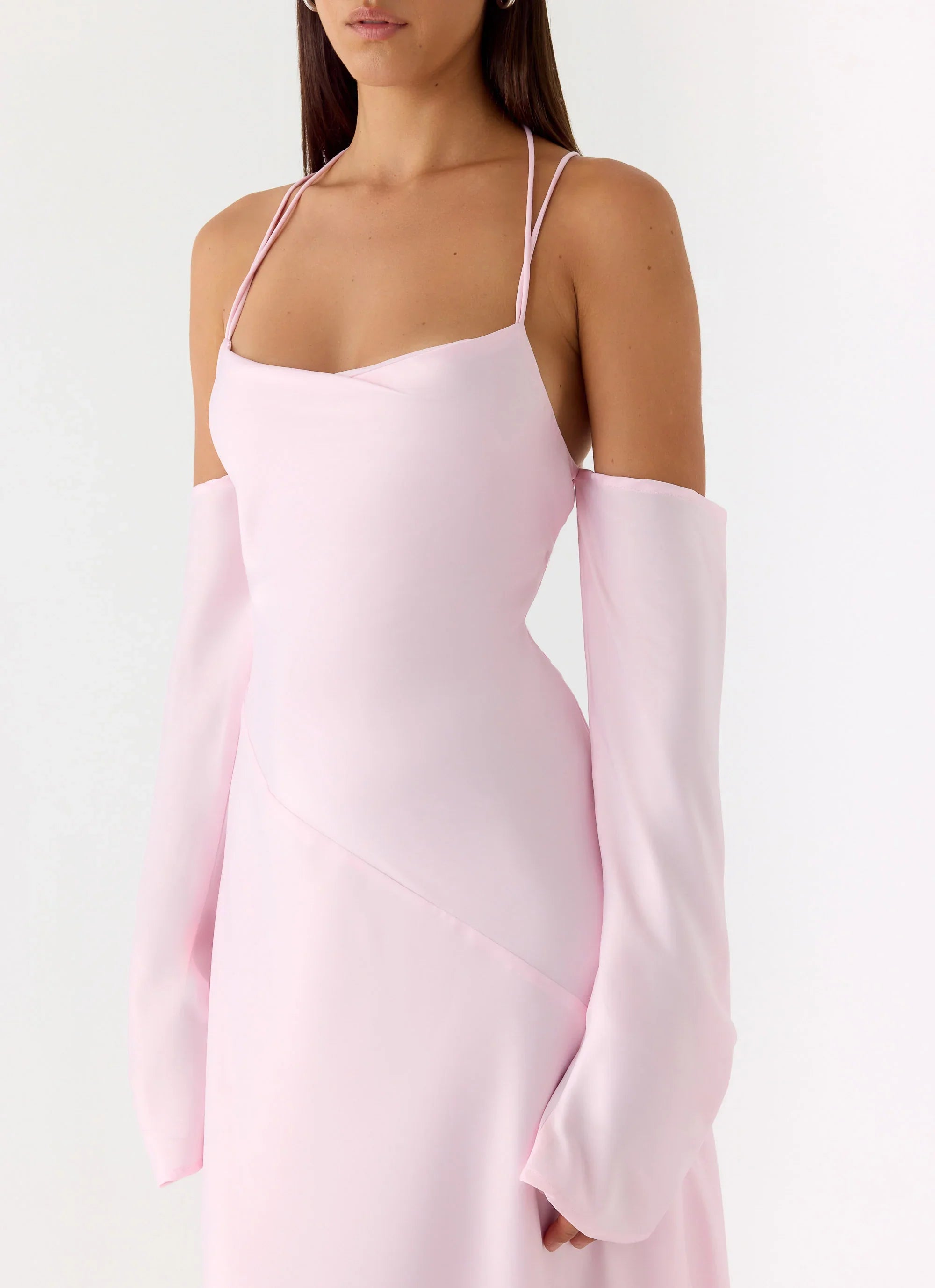 Breathe Me Long Sleeve Maxi Dress Baby Pink