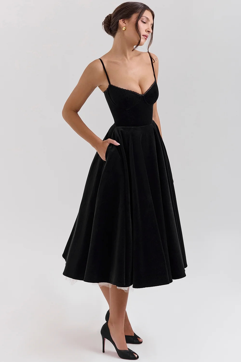 black velvet tulle midi dress bolero