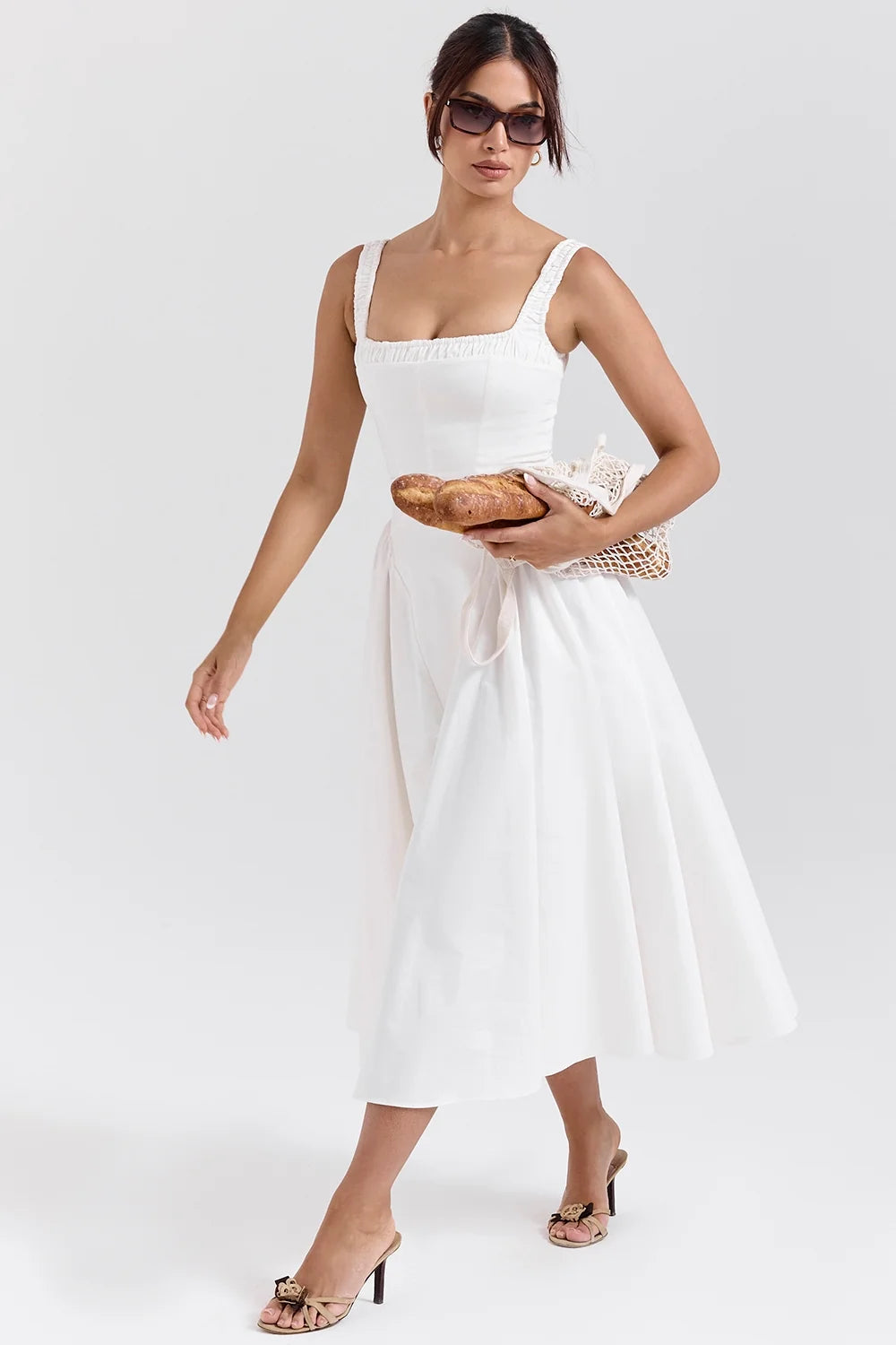 white cotton midi sundress