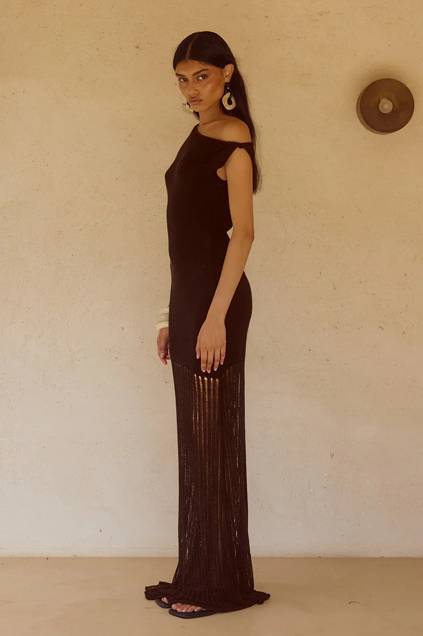JACQUES KNIT MAXI DRESS CHOCOLATE