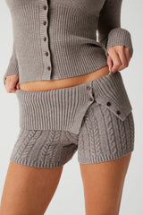 Nolan Cable Cloud Knit Mini Short Dark Pearl