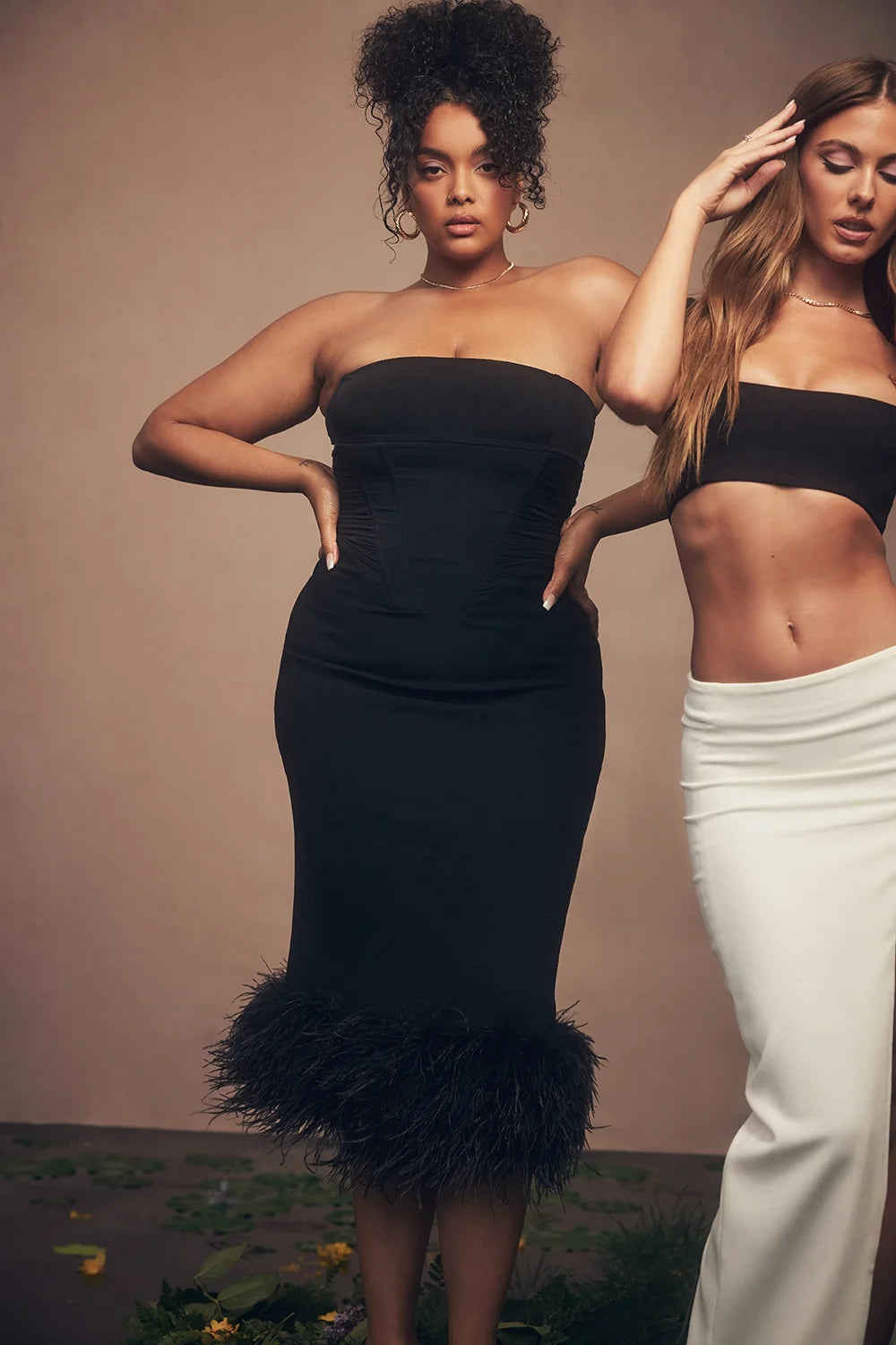 black strapless corset dress
