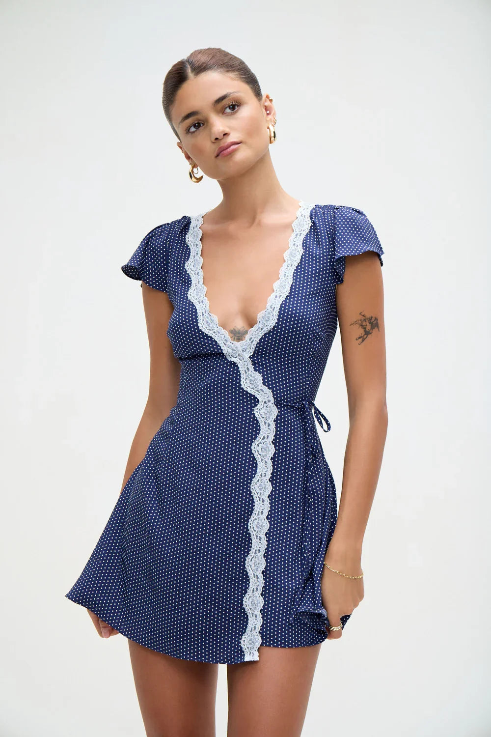 Lucy Wrap Mini Dress Dotty